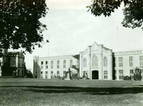 Scan of page from Judge Burt Cosgrove photo album.June 13-1934 Stonewall Jackson Hall-Virginia Military Institute