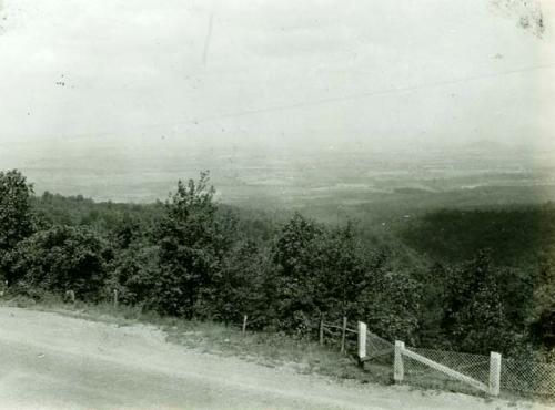 Scan of page from Judge Burt Cosgrove photo album.June 14-1934 Shenandoah Valley to West from Blue Hills toward New Market Va.