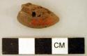 Earthenware fragment with rim and perforated hole, likely ear spool fragment