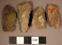 Chipped stone, projectile points, triangular; biface fragment