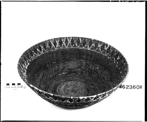 Basket bowl. Close coiled, pitched.