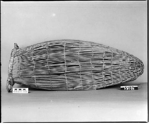 Fish basket from the collection of W.Z. Park. Open twined.