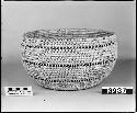 Globular bowl from the collection of W.Z. Park. Coiled, three-rod foundation, non-interlocking stitches.