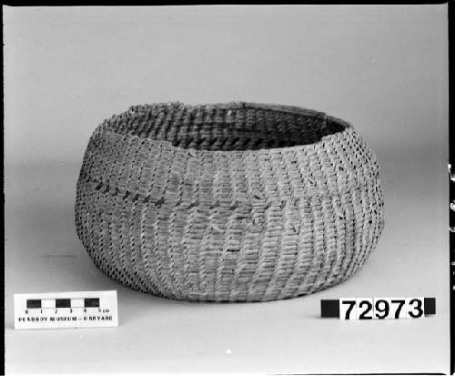 Mush bowl collected from Jerry's woman's mother, from the collection of C. Hartman. Open coiled.