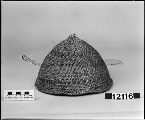 Hat, also used in cooking, etc. From the collection of E. Palmer, 1877. Diagonal twined.