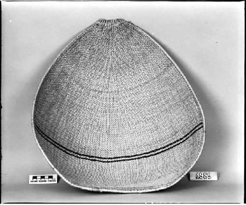 Winnowing and parching basket made by Susie Shepard, from the collection of J.H. Steward. Close, diagonal twined.