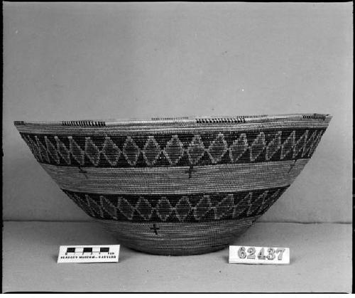 Food or mush bowl from unknown collection. Coiled, bundle foundation, non-interlocking stitches, spiral start.