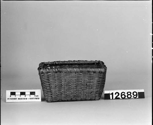 Rectangular miniature basket. From the collection of the brothers of Mrs. J.M. Robinson, 1883-1925. Plain plaited.