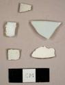 Miscellaneous ceramic sherds, including one English porcelain rim sherd to a saucer, Chinese porcelain, white salt-glazed stoneware and whiteware sherds