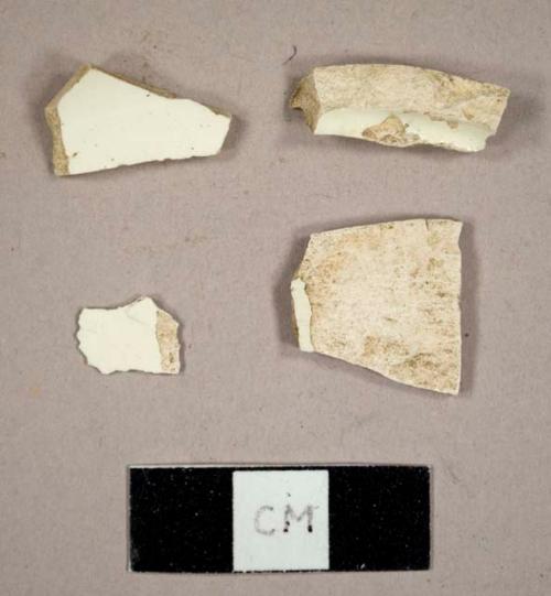 Creamware sherds, including possible base fragments to one mug and one saucer