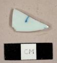 Chinese porcelain sherd with handpainted blue on white decorations on exterior