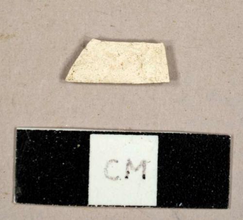 Earthenware sherd with no glaze remaining, possibly whiteware