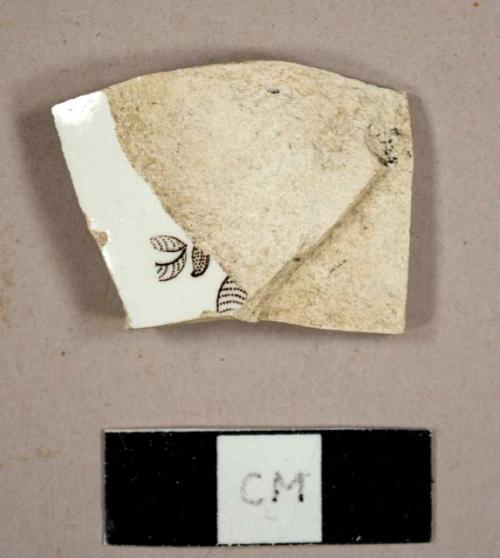 Brown transferprint whiteware sherd