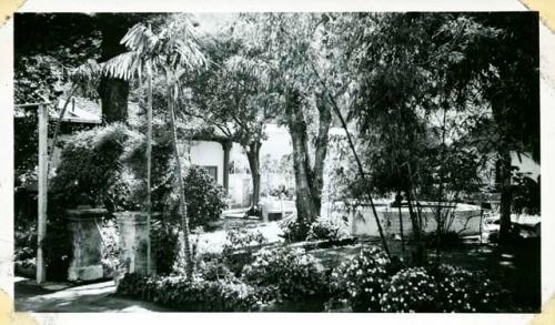 Scan of photograph from Judge Burt Cosgrove photo album.Patio Hotel Manchen-Antigua