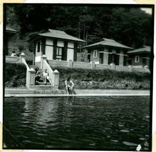 Scan of photograph from Judge Burt Cosgrove photo album.Swimming pool near Chimaltenango