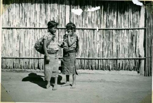 Scan of photograph from Judge Burt Cosgrove photo album.Girls in Santa Maria de Jesus