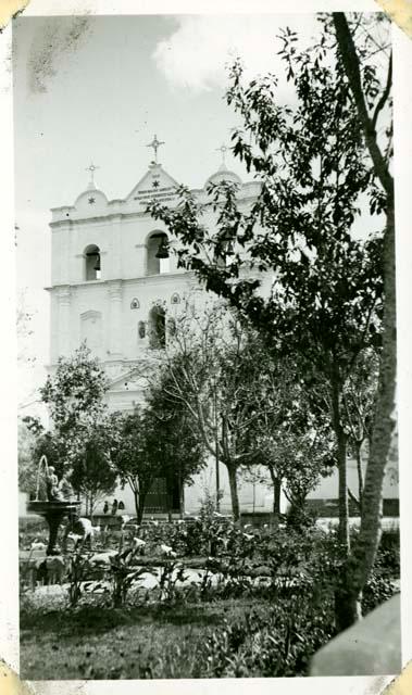 Scan of photograph from Judge Burt Cosgrove photo album.Church San Juan de Zacatepequez