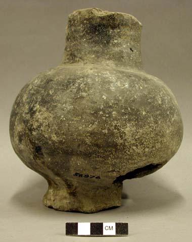 Ceramic partial vessel, large sherd missing from platform base and body