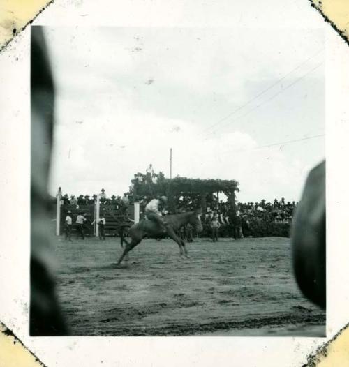 Scan of photograph from Judge Burt Cosgrove photo album. Rodeo-Gallop Indian Tribal Ceremonial