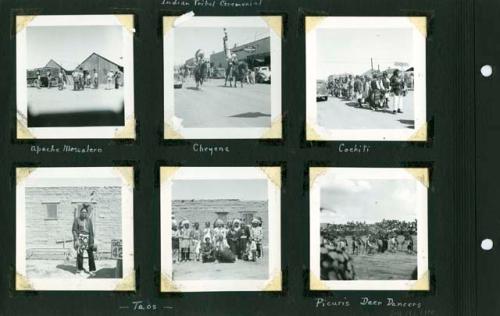 Scan of page from Judge Burt Cosgrove photo album. Indian Tribal Ceremonial