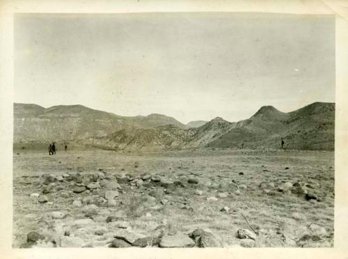 Scan of photograph from Judge Burt Cosgrove photo album.Pueblo Ruin on Gila River, above Cliff, New Mex.