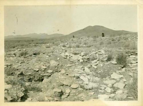 Scan of photograph from Judge Burt Cosgrove photo album.  Old Town Ruin on Mimbres River east of Faywood New Mex.