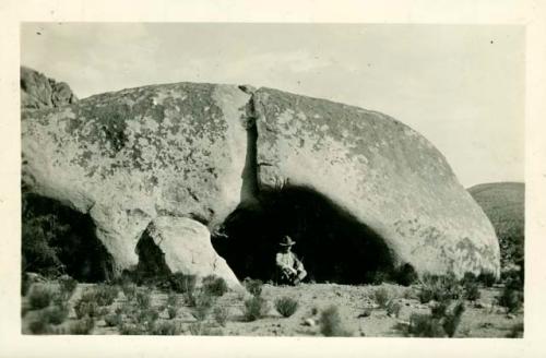 Scan of photograph from Judge Burt Cosgrove photo album. Cave shelter-Cornudas del Alamo