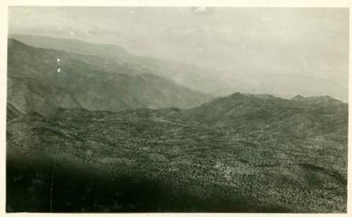 Scan of photograph from Judge Burt Cosgrove photo album. To West. Carrizo Gorge in foreground.