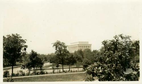 Scan of photograph from Judge Burt Cosgrove photo album. Lincoln Memorial to S.W.
