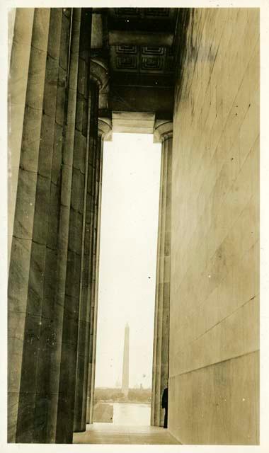 Scan of photograph from Judge Burt Cosgrove photo album. Lincoln Memorial