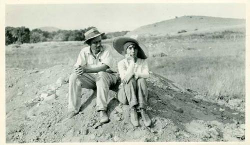 Scan of photograph from Judge Burt Cosgrove photo album. August 1926 At Nan Ranch Ruin