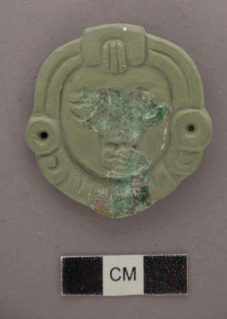 2 fragments of jade flat relief human head - 33.8x21.5x6.2 mm.