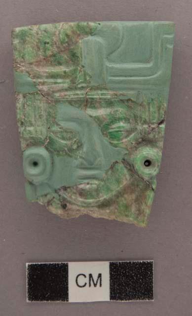 6 fragments of jade flat relief  human head - 50.2x35, 11 mm.