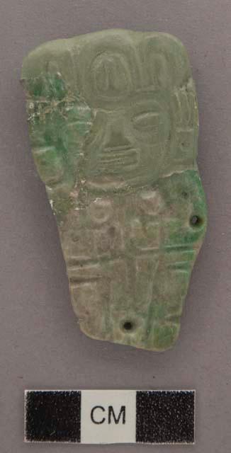 3 fragments of jade flat relief human head - 52.4x28.2, 6.2 mm.