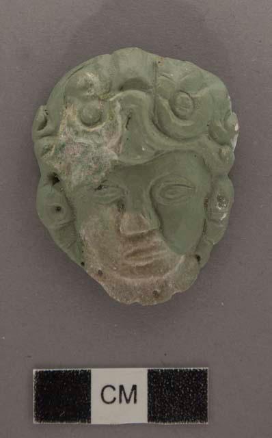 2 fragments of jade human head