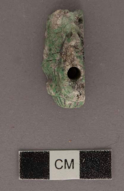 Fragment of jade human head - length 31mm.; width 10.5 mm.; thickness 13.3 mm.