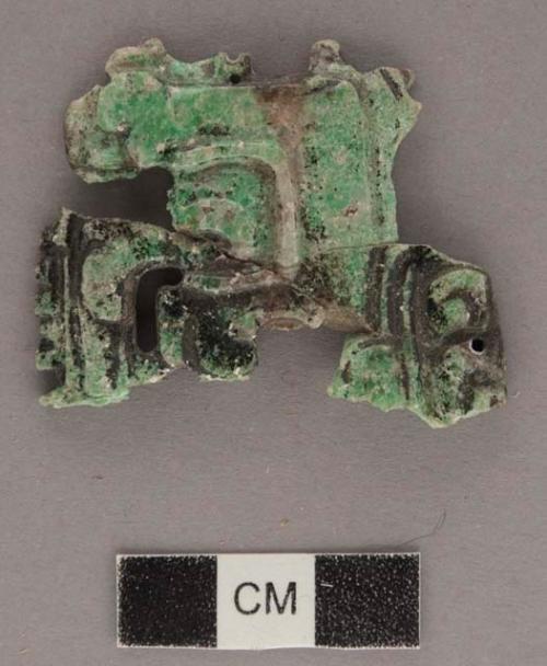 Part of two sided jade plaque (three fragments)