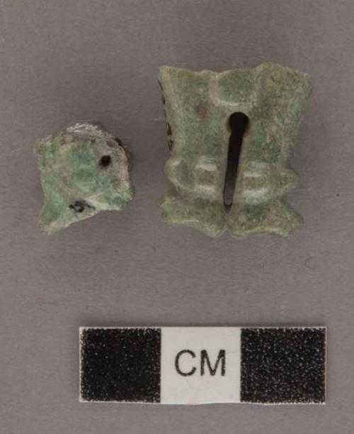 3 fragments of jade human figurines carved in the round