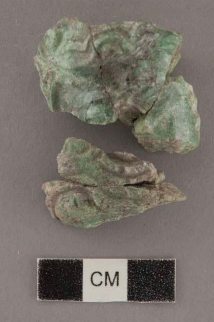 3 fragments of jade human head