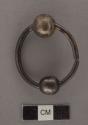Silver earring - ring with 2 silver balls on opposite sides