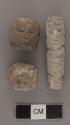 3 small nephrite perforated heads - pendants