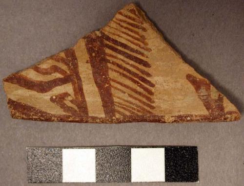 Ceramic rim & body sherds, interior red on buff decoration