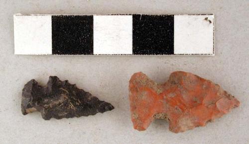 Chipped stone projectile points, side-notched