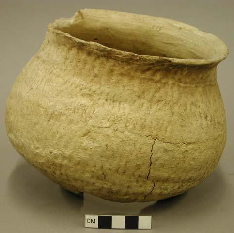 Corrugated pottery jar