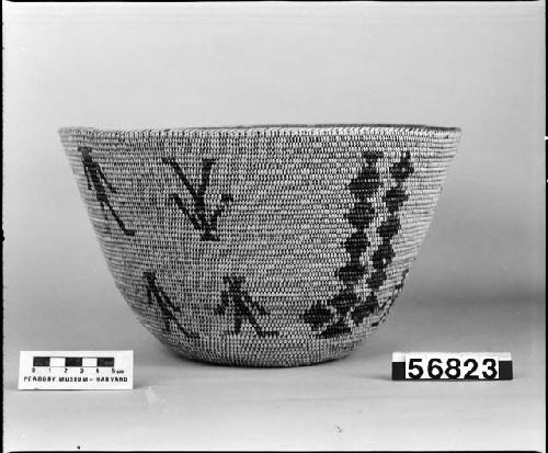 Food bowl from the collection of F.W. Putnam, 1901. Coiled, three-rod, non-interlocking stitches.