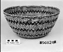 Food bowl from the collection of F.W. Putnam, 1901. Coiled, non-interlocking stitches.