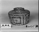 Jar-shaped basket. From the collection of the Hemenway Southwesterm Archaeological Expedition. Coiled, bundle foundation.