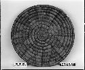 Large plaque or tray. From the collection of W. Metcalf. Coiled, bundle foundation, non-interlocking stitches.