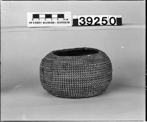 Small basket from a cave in the San Martin Mountains, outside of Los Angeles, Southern California. Gift of Dr. Stephen Bowers, 1885.