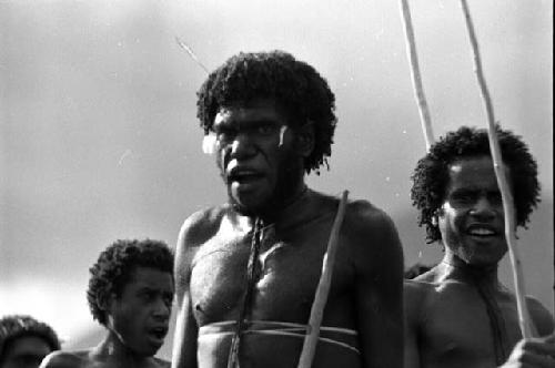 Samuel Putnam negatives, New Guinea; 3 men at etai